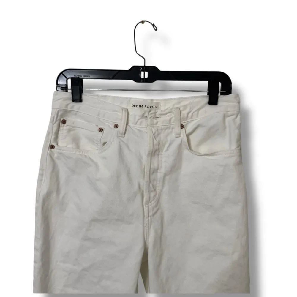 Denim Forum Joni Loose Jeans 28 White High Rise Cropped Off Duty Denim Core